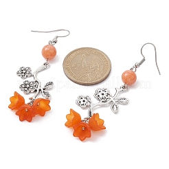 Fleur de jade mashan teinte naturelle avec boucles d'oreilles en perles acryliques&nbsp;EJEW-JE05419-01