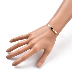 Bracelets de perles en agate noire naturelle&nbsp;BJEW-JB05327-02