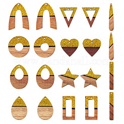 20шт 10 стиля подвески из непрозрачной смолы и орехового дерева&nbsp;RESI-TA0003-37