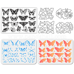 4 шт. трафареты для резки в виде бабочек из углеродистой стали с наборами трафаретов для рисования и рисования животных и 1 шт. штампов из ПВХ DIY-GL0004-149