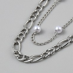 2 шт. 2 стиля железных цепей Фигаро и ремней с панцирными цепями&nbsp;IFIN-WH20816-001P