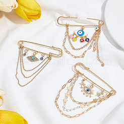 6 шт. 3 набора брошей в форме злого глаза из сплава&nbsp;JEWB-NB0001-21G