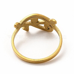 201ステンレススチール製ホルスの目指輪（女性用）  ゴールドカラー  内径：17.8mm&nbsp;RJEW-K239-10G