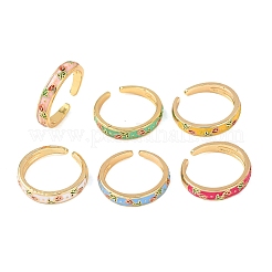 Латунные эмалированные манжеты с открытыми кольцами&nbsp;RJEW-P183-08G-M