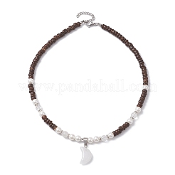 Collane con ciondolo in cristallo di quarzo lunare per donna&nbsp;NJEW-JN04664-01