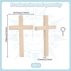 6 Stück Holzkreuz-Wanddekoration&nbsp;AJEW-GO0002-23B