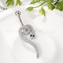 Сплав горный хрусталь змея изогнутая штанга кольца для живота AJEW-R007-03P-02