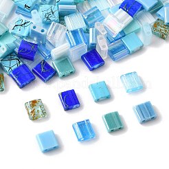 100шт 12 стиля стеклянные бусины с 2 отверстиями SEED-FS0001-44