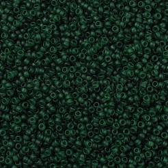MIYUKIラウンドロカイユビーズ  日本製シードビーズ  15/0  （rr156f）マット透明ダークエメラルド  1.5mm  穴：0.7mm  約27777個/50g&nbsp;SEED-X0056-RR0156F
