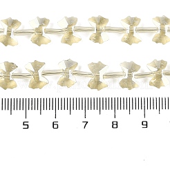 電気メッキガラスビーズセット  半分メッキ  蝶結び  淡黄色  7x10x3mm  穴：1mm  約48個/連  19.69''（50センチメートル）&nbsp;EGLA-B007-03A-PC03