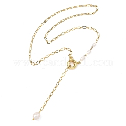 Verstellbare Figaro-Kette aus Edelstahl 304 mit Naturperlen&nbsp;NJEW-JN06146
