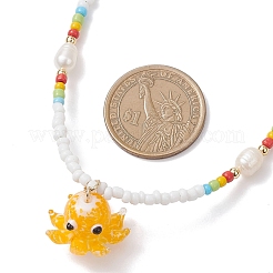 Женские ожерелья из стеклянных бусин с подвеской в виде осьминога ручной работы NJEW-TA00217