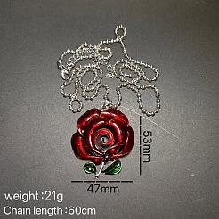 Vintage-Halskette mit Anhänger in Form einer roten Rose aus Emaille im gotischen Stil für Damen&nbsp;GR0561
