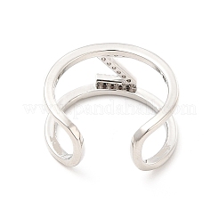 Кольцо-манжета с открытой буквой из прозрачного кубического циркония RJEW-A012-01P-Z