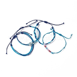 4шт 4 стильных браслета из сплава и стеклянных плетеных бусин&nbsp;BJEW-B065-09C