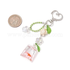 Сумка из смоляной золотой рыбки и подвеска в виде черепахи из синтетической бирюзы&nbsp;HJEW-JM03054