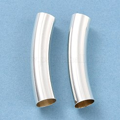 真鍮製チューブビーズ  長持ちメッキ  カーブビーズ  チューブ  925銀メッキ  35x8mm  穴：7mm&nbsp;KK-Y003-90P-S