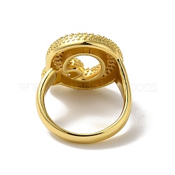 Открытое кольцо-манжета из латуни с надписью микро паве для женщин с прозрачным кубическим цирконием RJEW-N046-03Q-G