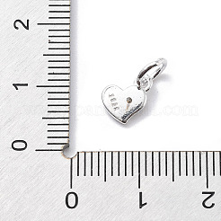 925スターリングシルバーキュービックジルコニアペンダント  ハートチャーム  丸カン付き  ハート  7x8x1.5mm&nbsp;STER-Q001-01S-03