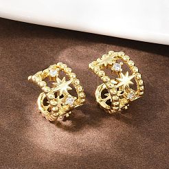 Латунные кольца из манжеты с прозрачным цирконием&nbsp;LS-EJEW-C159-01G