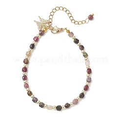 Браслеты из гальванически покрытых немагнитным синтетическим гематитом и натуральным многоцветным турмалином кубических бусин для женщин.&nbsp;BJEW-JB13122