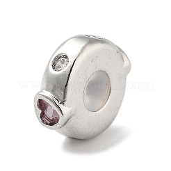 Латунные бусины с микропаве на День святого Валентина KK-K361-06P