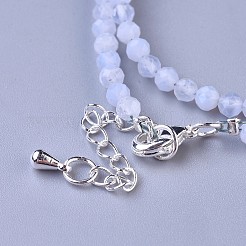 Collane di perle di agata blu naturale con pizzo&nbsp;NJEW-K114-B-A08