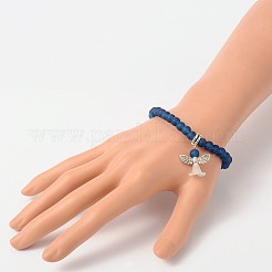 Эластичные матовые стеклянные бусины шарм браслеты BJEW-JB01770-04