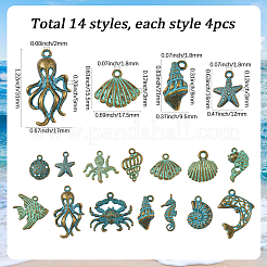 56 шт. 14 стиля подвески из сплава в тибетском стиле с изображением океана&nbsp;FIND-SC0018-14