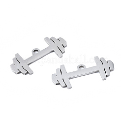 変色しない201ステンレススチールペンダント  レーザー切断  ダンベル  ステンレス鋼色  9x20x1mm  穴：1.4mm&nbsp;STAS-T044-247P