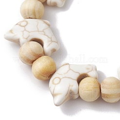 Bracelets extensibles turquoise synthétiques teints dauphin de plage&nbsp;BJEW-JB10288-02