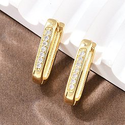 Прямоугольные латунные серьги-кольца с кубическим цирконием&nbsp;EJEW-A156-16B-G