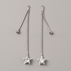 真鍮のラインストーンの房の大きなペンダント  スター  プラチナ  72.5x1mm  穴：1.8mm&nbsp;LS-KK-TAC0011-03C