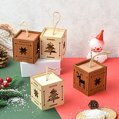 1 набор из 6 шт. 2 стилей рождественских квадратных деревянных украшений для сращивания&nbsp;ST-CJ0040-001