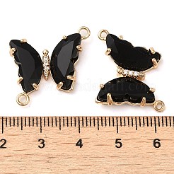 Facettierte Glasverbinder-Charms aus Messing mit Pavé-Fassung&nbsp;FIND-Z020-04C