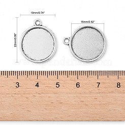 Тибетский стиль старинное серебро литые плоские круглые сеттинги подвеска кабошон TIBEP-M022-29AS