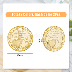 4 шт. 2-х цветные железные памятные монеты AJEW-DC0001-04
