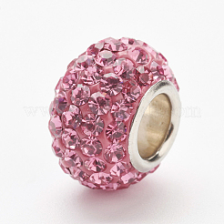 オーストリアクリスタルヨーロピアンビーズ  大穴ビーズ  スターリングシルバーコア925個  ロンデル  209 _rose  11~12x7.5mm  穴：4.5mm&nbsp;STER-E049-E09