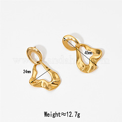 女性用316Lサージカルステンレススチール製スタッドピアス  ナゲット  ゴールドカラー  45x24mm&nbsp;WG33256-01