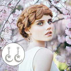 3 пара сережек-гвоздиков в виде луны и звезды EJEW-AN0004-45