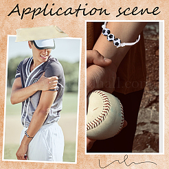 20шт 2-цветный пластиковый футбольный браслет из плетеных бусин&nbsp;BJEW-SP0001-19