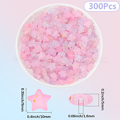 フロストアクリルビーズ300個  金箔  スター  グラデーションカラー  パールピンク  9x10x5mm  穴：1.6mm&nbsp;OACR-PA0001-71B