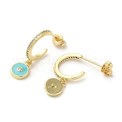 Anello e malocchio orecchini a bottone in vero ottone placcato oro 18k&nbsp;EJEW-L268-037G-02