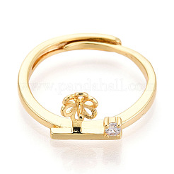 Закрепка для колец-штифтов из цветочной латуни с микропаве из кубического циркония KK-N274-31G