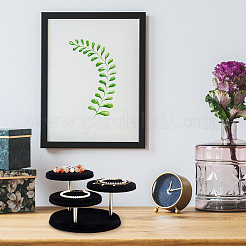 3-ярусные бархатные стойки для ювелирных украшений с деревянным покрытием ODIS-WH0026-13A