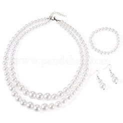 Комплект украшений из бисера имитирующего жемчуга из АБС-пластика&nbsp;SJEW-TAC00004