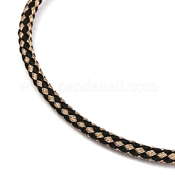 編組炭素鋼ワイヤーブレスレット作り  金メッキ真鍮エンドキャップ付き  ブラック  0.25cm  内径：2-3/8インチ（6.1cm）&nbsp;MAK-A017-B58