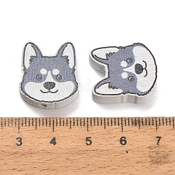 プリントウッドビーズ  犬  グレー  19.5x17.5x6mm  穴：2.5mm&nbsp;WOOD-D289-01A