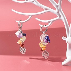 Orecchini a cerchio huggie con ciondolo albero della vita per ragazze donne&nbsp;EJEW-JE04672