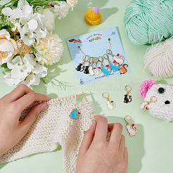 Маркеры петель с замком в виде кота из сплава эмали HJEW-PH01711